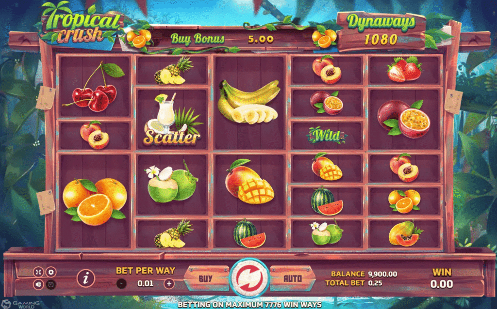 สมัครเล่น Tropical Crush รับโบนัสผลไม้แตกกระจาย!